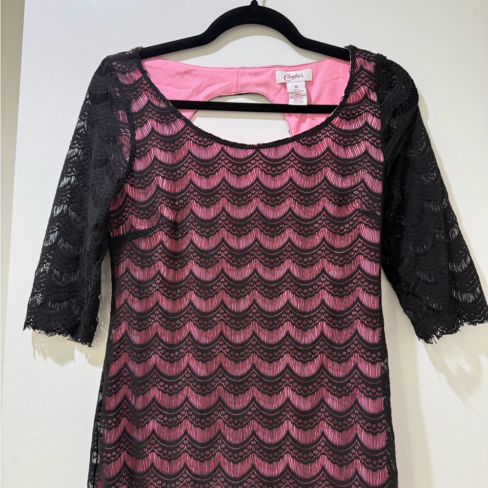 Charlotte Russe Pink and Black Lace Dress